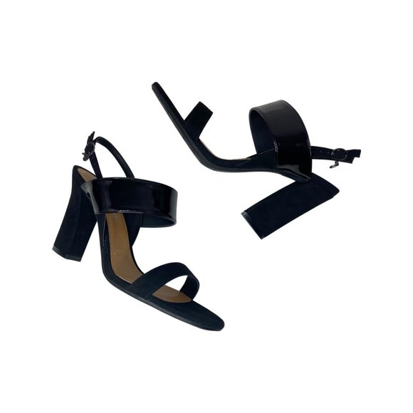 J.Renee Shoes - 🆕  J.Renee Emberley Black Suede/Patent Leather Block High Heel Sandals